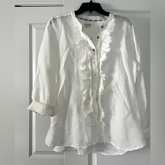 Anthropologie Pilcro Ruffled Placket Shirt in White - Picture 6 of 12
